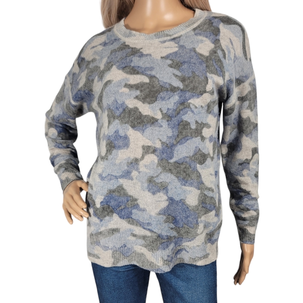 27 Miles Cashmere Sweater Blue Grey Camo sz S